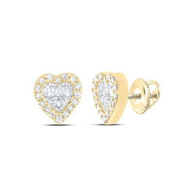 10K 1/6CTW HEART BAGUETTE EARRING